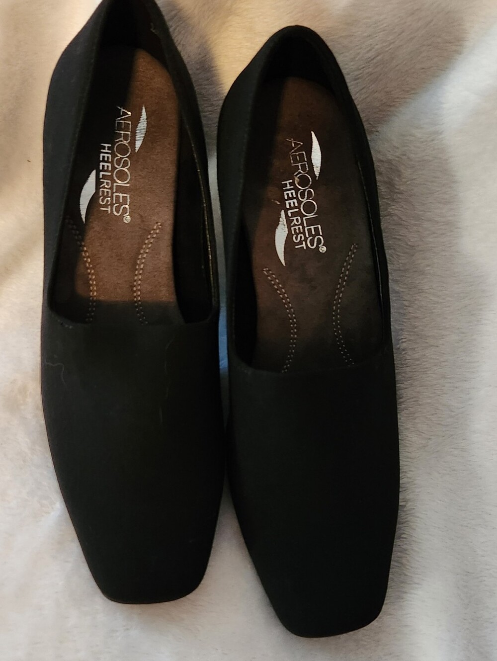 AEROSOLES Black Slip-On Loafers with Heelrest Comfort